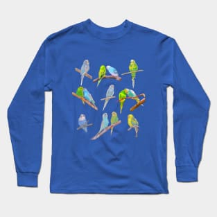 Lots of colorful parakeets - cute little birds Long Sleeve T-Shirt